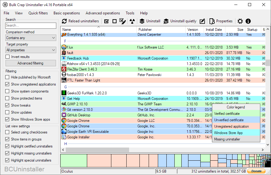 Selecting a program to uninstall