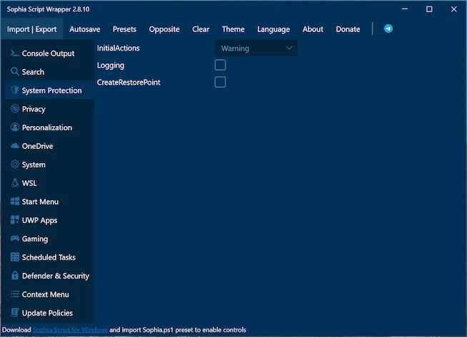Sophia Script interface