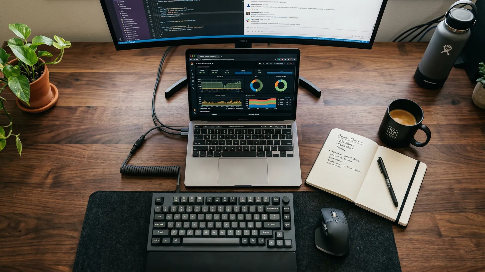 Rain City Techworks IT services workspace with monitoring dashboards and network management tools